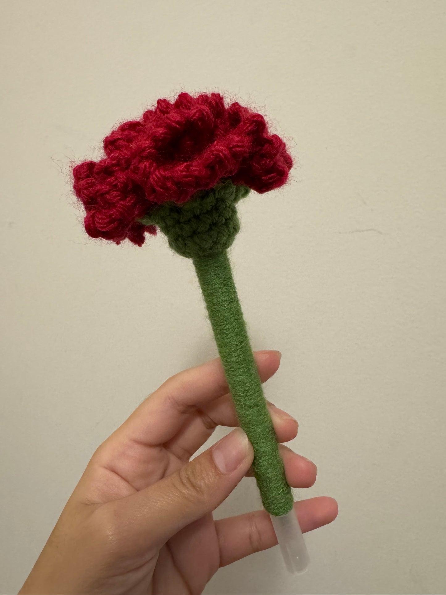 Crochet Carnation flower on pen