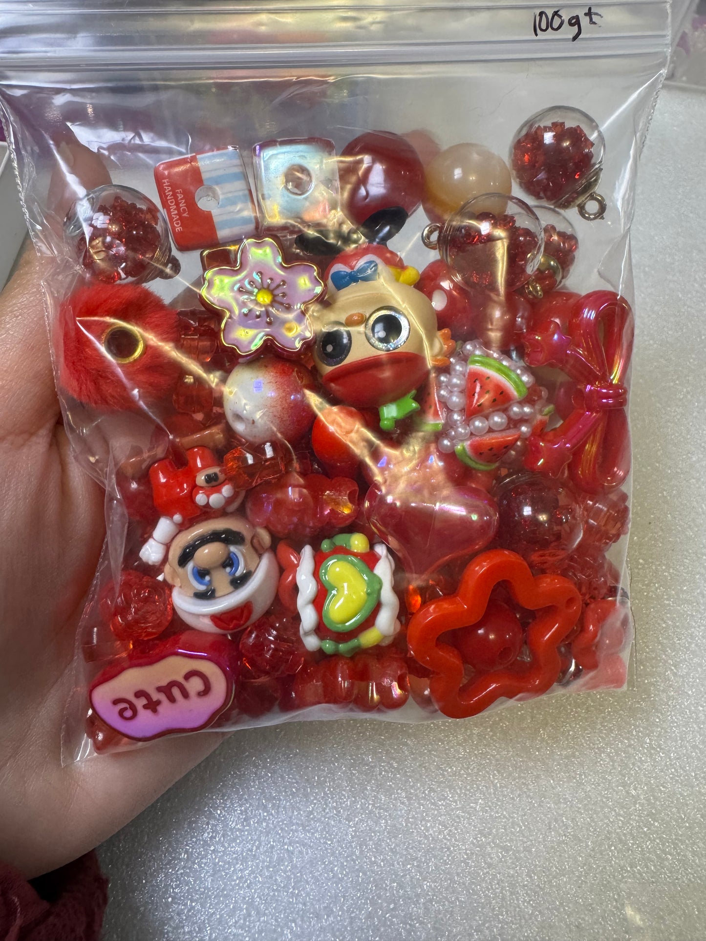 Mix Beads, Charms and Pen toppers (Destash) 100g