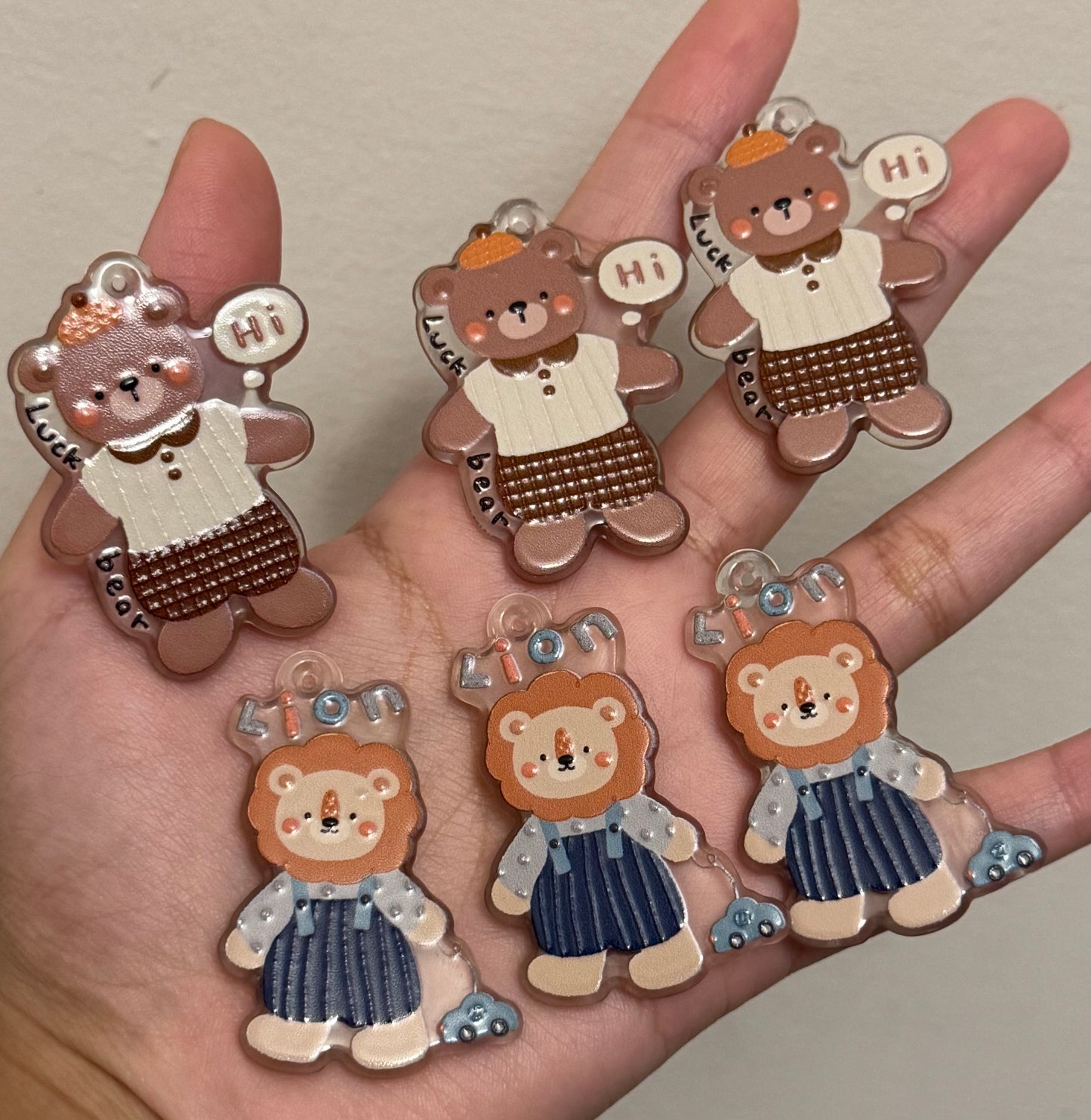 Bear&Lion Acrylic pendant/tag (6pcs)