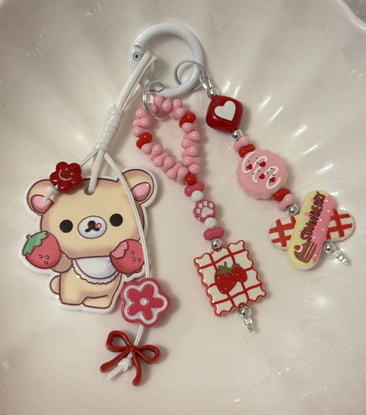 Bear Strawberry Bag charm