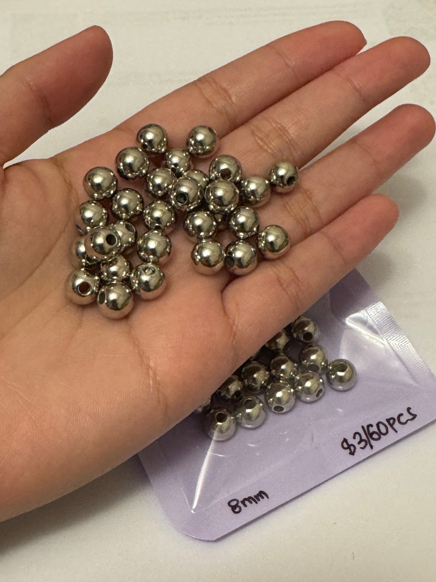 silver round beads