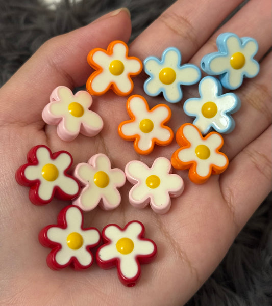 Random color flower beads 12 pcs