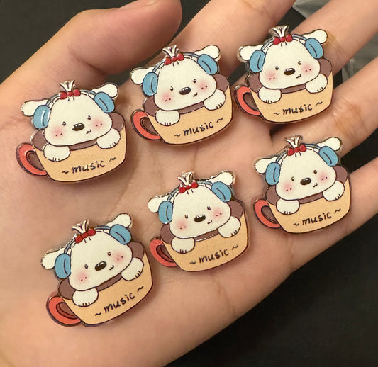 Dog in a cup beads ( 6pcs)