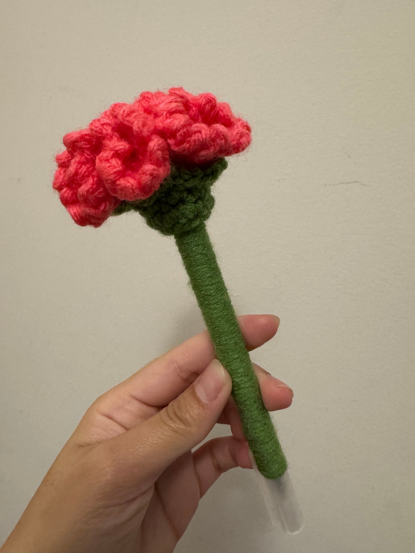 Crochet Carnation flower on pen