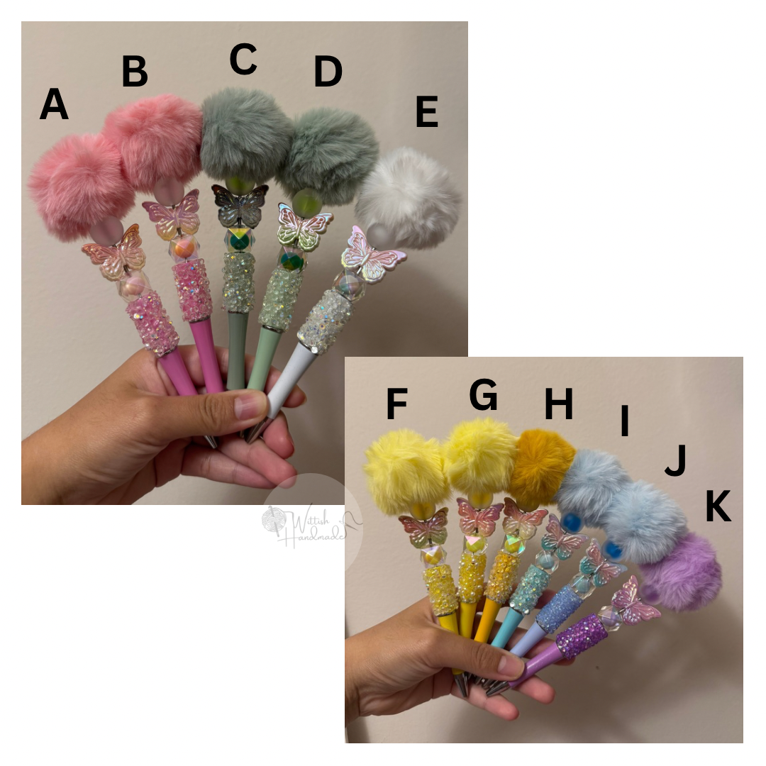 POMPOM AND BUTTERFLY PEN (Click here for more)
