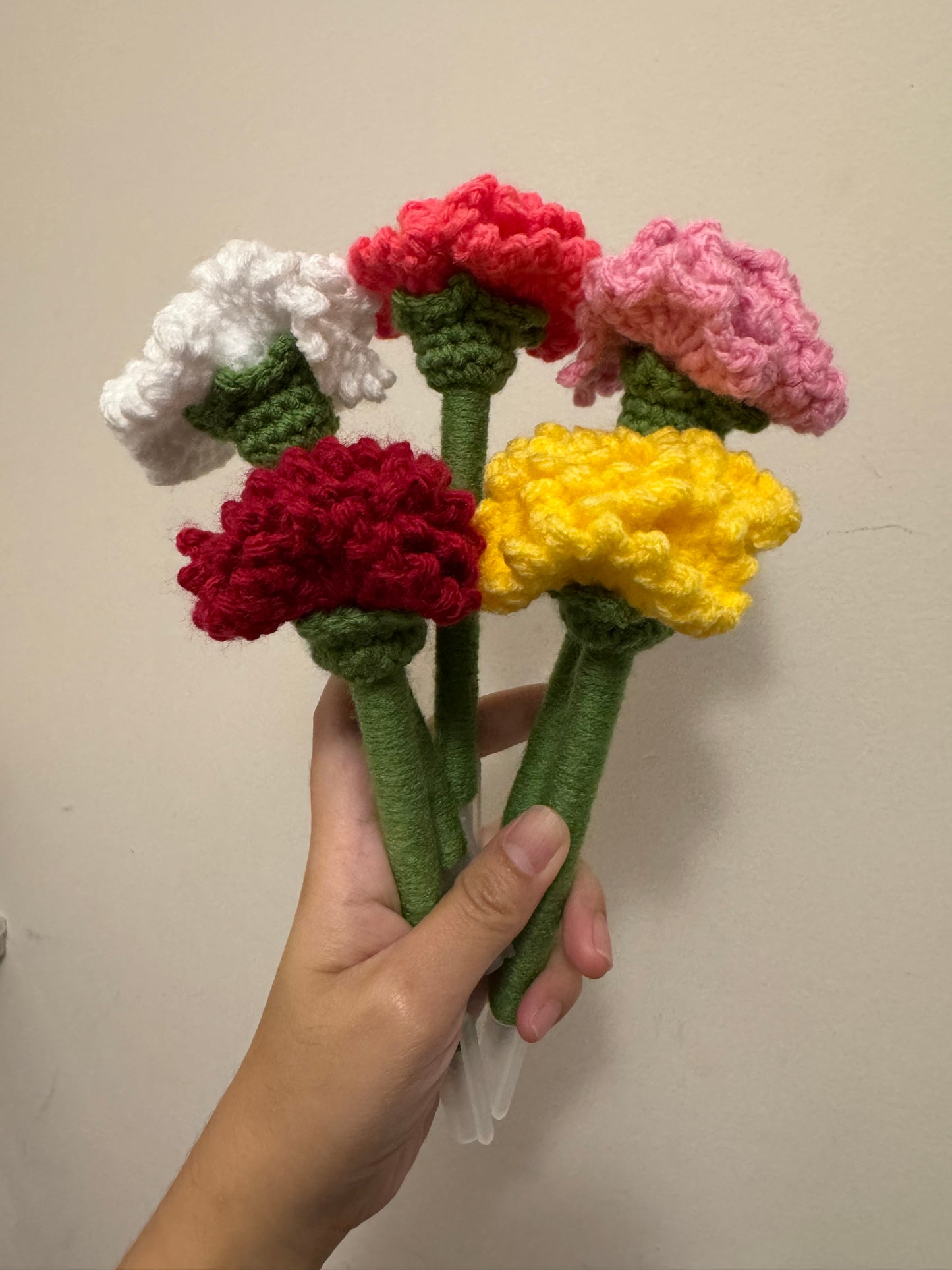 Crochet Carnation flower on pen