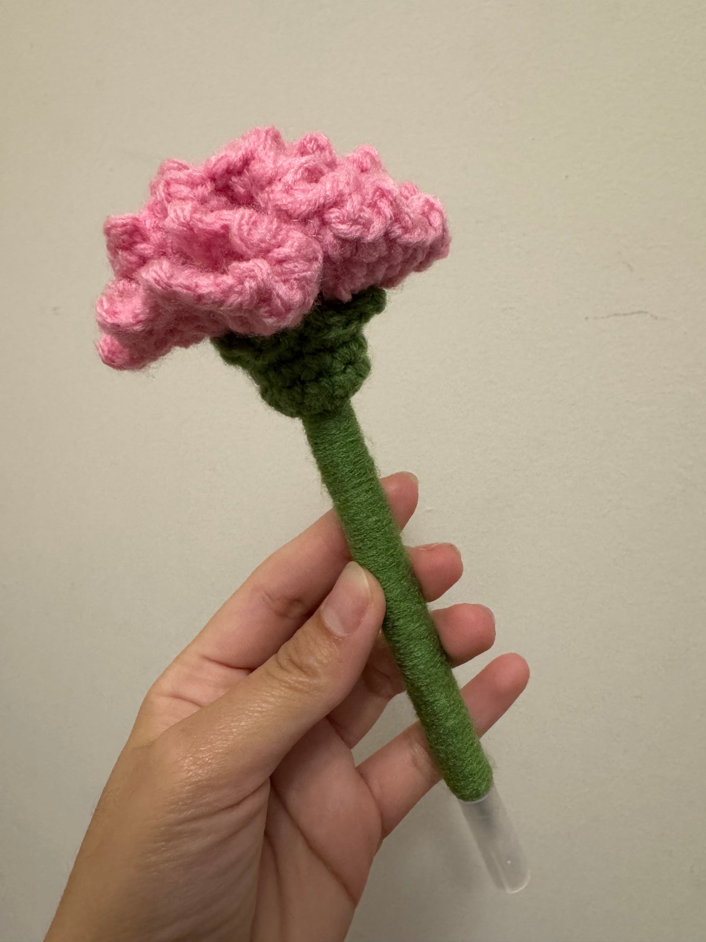 Crochet Carnation flower on pen