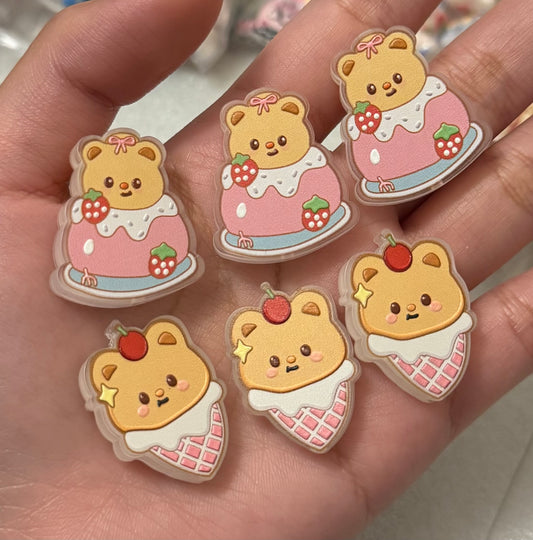 bear on dessert beads (6pcs)
