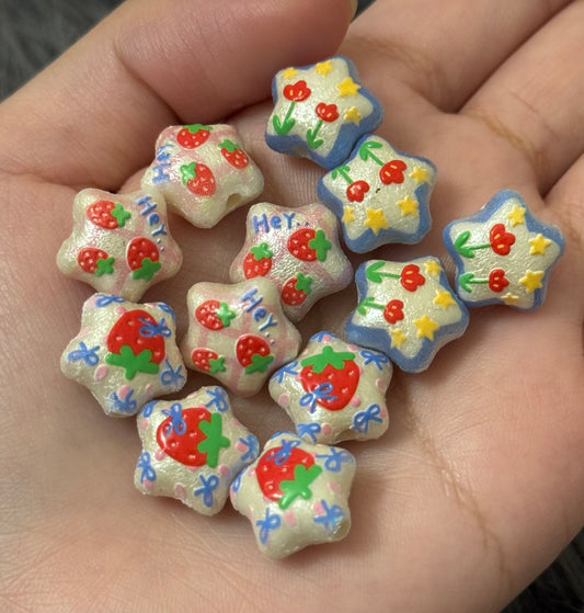 star-strawberry beads 12pcs