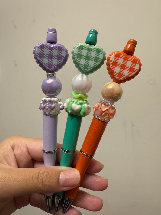 Plaid Heart beaded pens (Click here to choose design)