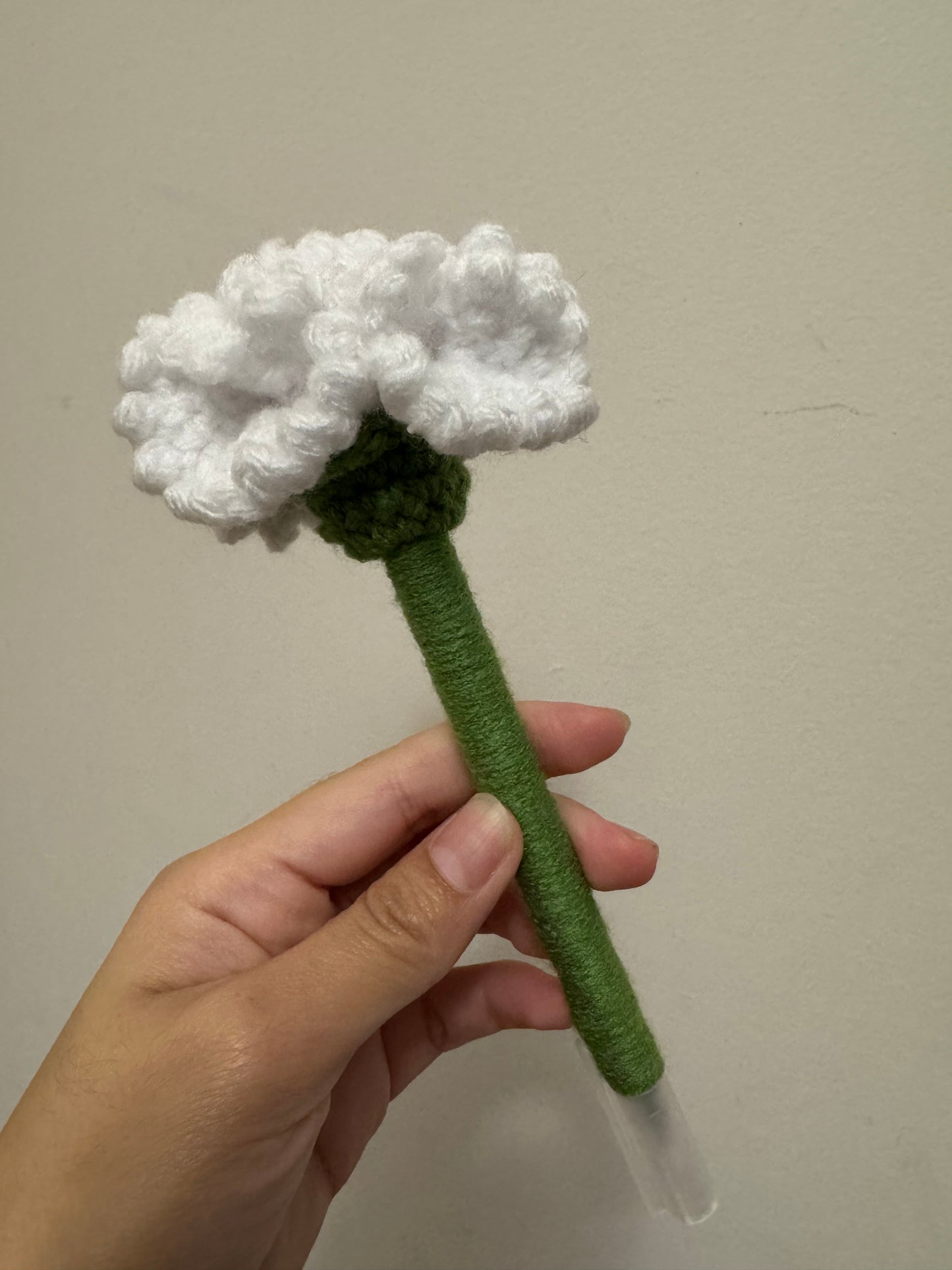 Crochet Carnation flower on pen